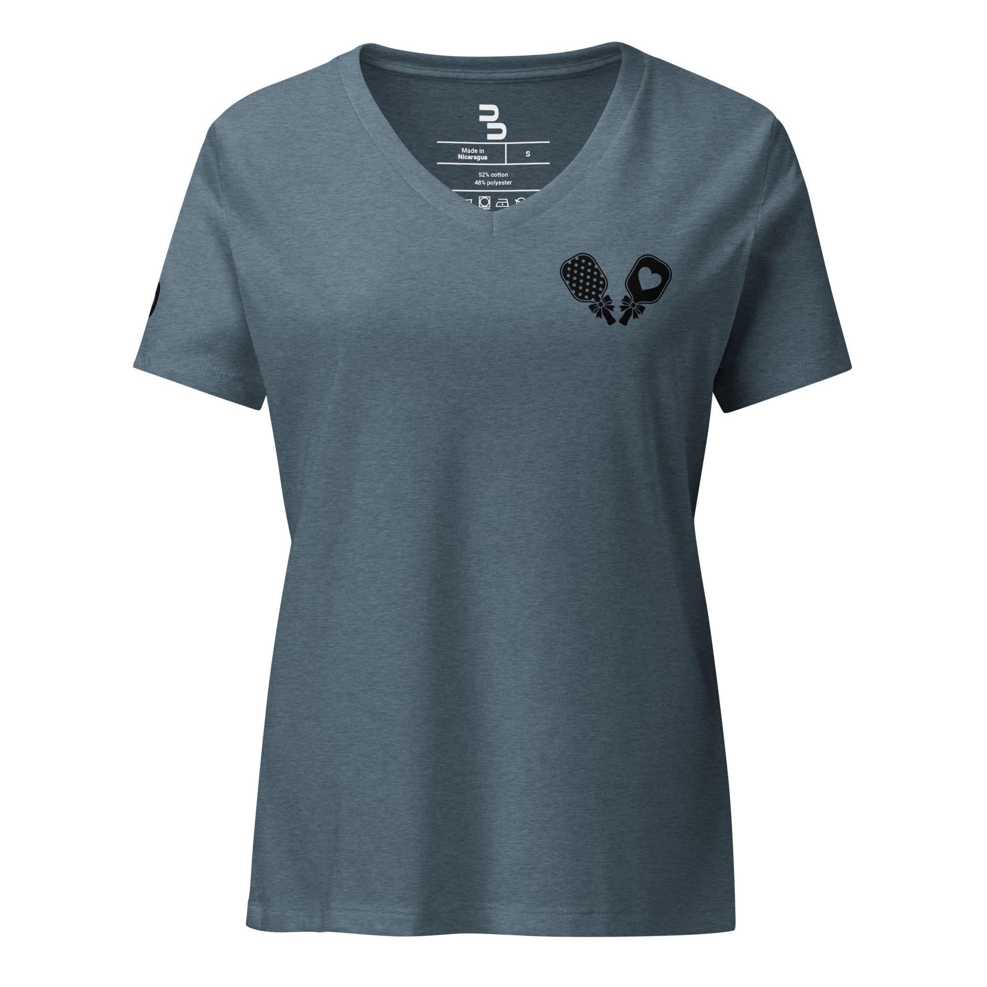 Ribbon Paddles - Relaxed V-Neck T-Shirt – Heather Slate – Front